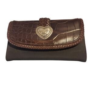 Kaela Wallet Faux Croc embossed Alligator silver Heart clasp brighton style